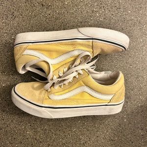 Suede & Canvas yellow old school low top Vans worn, not new